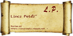 Lincz Pető névjegykártya